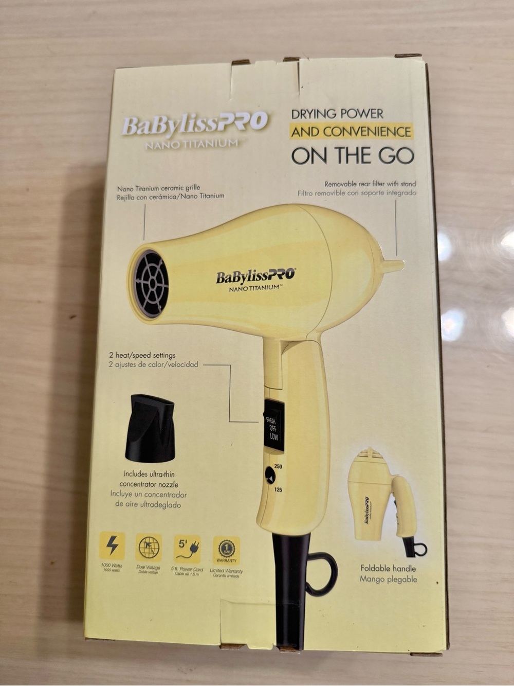 BaBylissPRO Lemon Meringue Limited Edition Travel Hair Dryer - Yellow - Picture 2 of 9